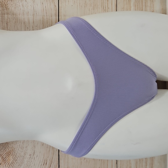 💟 NWOT Ribbed V Front High Leg Bikini Lavender Purple Small - Picture 5 of 11